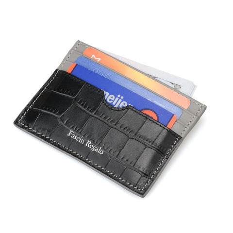 Black and Grey Croco Cardholder